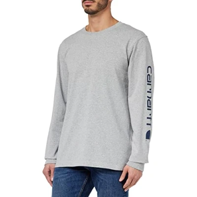 Afbeelding van Carhartt T Shirt Logo Long Sleeve Heather Grey L