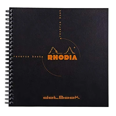 Afbeelding van Rhodia Ref. 193639C spiraalvormig notitieboek (160 pagina&#039;s) formaat 210 x mm, dotgrille, superfijn perkament 80 g/m², microgeperforeerde vellen afneembaar zwart