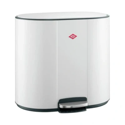 Afbeelding van Multi Collector 2 Afvalscheiding x 25L Wit Mat Wesco Vuilnisbak Prullenbak Met pedaal 50 L