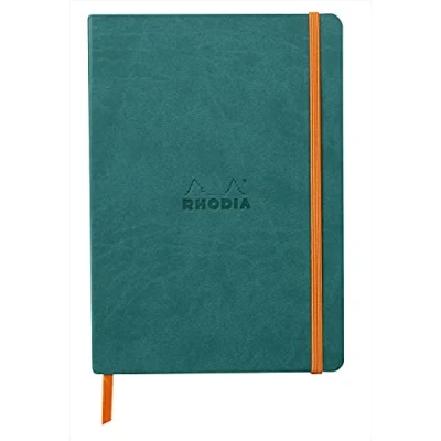 Afbeelding van RHODIA 117442C Notitieboek, zacht, pauw, A5, 14,8 x 21 cm, gestippeld, 160 pagina&#039;s, lichtbruin papier, 90 g/m², bladwijzer, elastische sluiting, kunstleer, collectie Rhodiarama