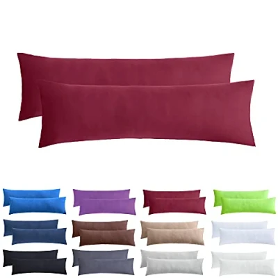 Afbeelding van NatureMark Jersey kussensloop set van 2 Oeko Tex gecertificeerd katoen bordeaux 40 x 145 cm (zijslaper/stijlkussenovertrek)