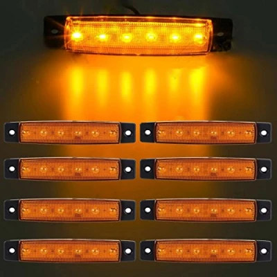 Afbeelding van GSRECY EMARK CE Set van 10 zijmarkeringslichten met 6 leds 9,7 cm voor vrachtwagen, zijmarkeringslicht camper parkeerlicht (12 V, geel)
