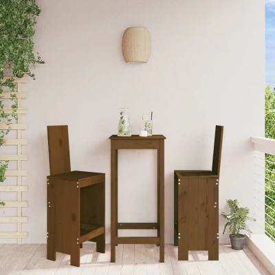 Afbeelding van Barkrukken 2 st 40x42x120 cm massief grenenhout honingbruin