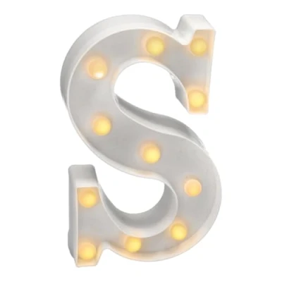 Afbeelding van JANDEI Lichtgevende letters en cijfers, warm licht, decoratie milieu, bedlampjes, vitrines, bruiloften, verjaardagen, feestjes. Werkt op AA batterijen niet inbegrepen (Brief S)