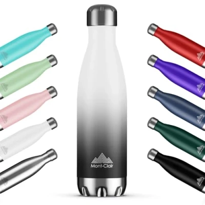 Afbeelding van Mont Clair H2O 500 ml roestvrijstalen thermosfles, 12 uur warme drank en 24 koude drank, BPA vrij, waterfles, ml, wit grijs