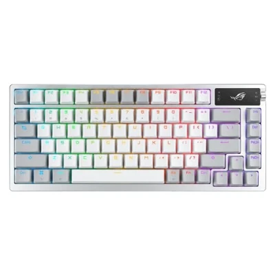 Image de ASUS ROG Azoth Clavier 75 %, remplaçable à chaud avec affichage OLED backlit sans fil USB, 2.4 GHz, Bluetooth 5.1 commutateur : NX bronze