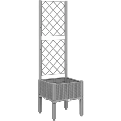 Afbeelding van Plantenbak met latwerk 40x40x142 cm polypropeen lichtgrijs