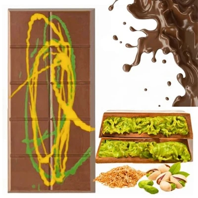 Afbeelding van Premium Dubai chocolade met pistachecrème Handgemaakt snoep pistache Gevuld delicate en gegrilde deegdraden (handgemaakte uit 200 g)