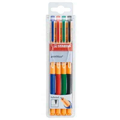 Afbeelding van STABILO pointVisco Rollerball Gel Inkt Medium 0,5 mm Etui Met 4 Kleuren