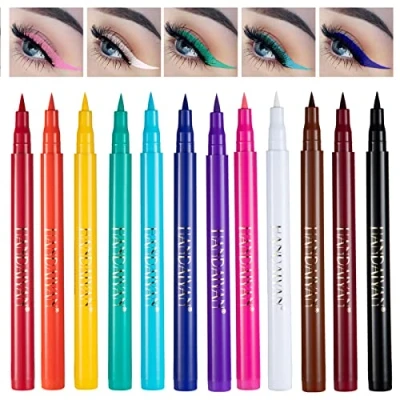 Afbeelding van Vesaneae Kleurrijke waterdichte eyeliner in 12 kleuren, matte eyeliner, vloeibare make up voor Halloween