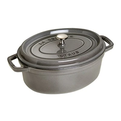 Image de Cocotte en Fonte émaillée Ovale Staub Gris graphite 1102318 23 cm