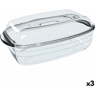 Afbeelding van Serveerschaal Ô Cuisine Rechthoekig Met deksel 1,6 L 2,9 Transparant Glas (3 Stuks)