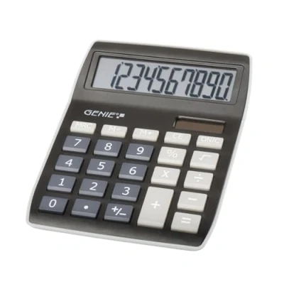 Afbeelding van Genie 840 DR bureaurekenmachine 10 cijferig display dubbele stroomvoorziening (zonne energie en batterijen) BK 1 stuk zwart