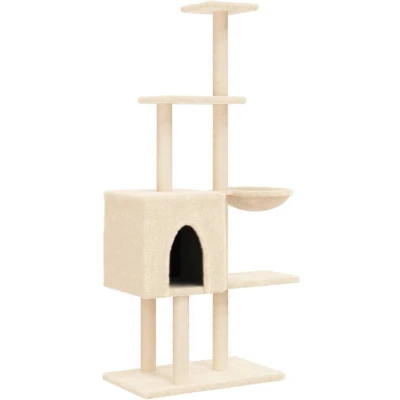 Afbeelding van vidaXL Kattenmeubel met sisal krabpalen 145 cm crèmekleurig