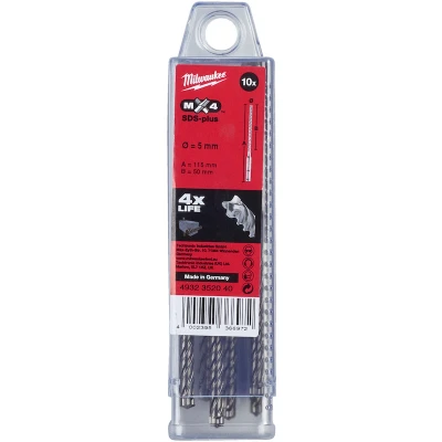 Afbeelding van MILWAUKEE 4932352040 SDS Plus MX4 hamerboor 4 spiraals 5x115mm (10 st.)