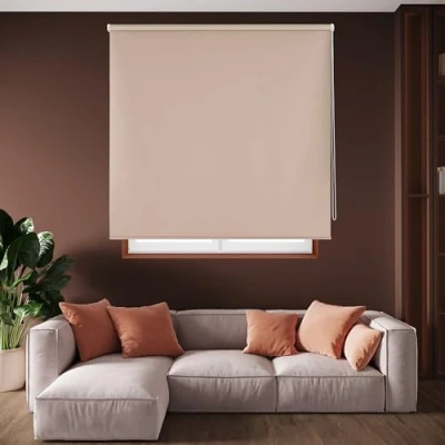 Afbeelding van Blindecor Draco rolgordijn verduistering Uni lichtbruin 100 x 230 cm (BxH) stofmaat 97 225