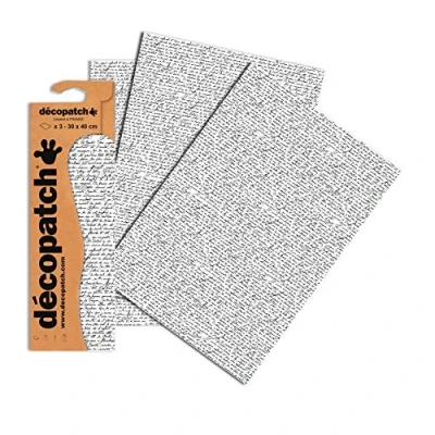 Afbeelding van Decopatch 3 vellen papier nr. 771 (wit en zwart, handschrift, 395 x 298 mm)