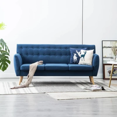 Afbeelding van Driezitsbank 172x70x82 cm stof blauw