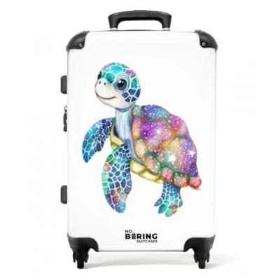 Afbeelding van NoBoringSuitcases.com® Koffer groot Rolkoffer lichtgewicht Kleurrijke schildpad als mozaïek Reiskoffer met 4 wielen Grote trolley XL 20 kg bagage