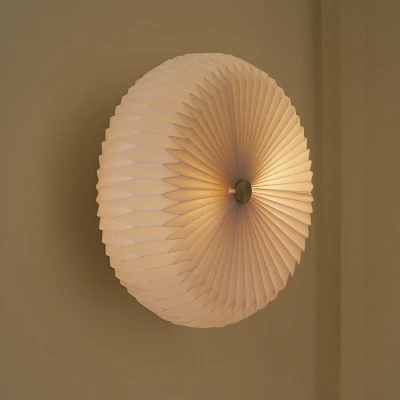 Afbeelding van Belloy 40 plafondlamp, papieren plissékap, wit