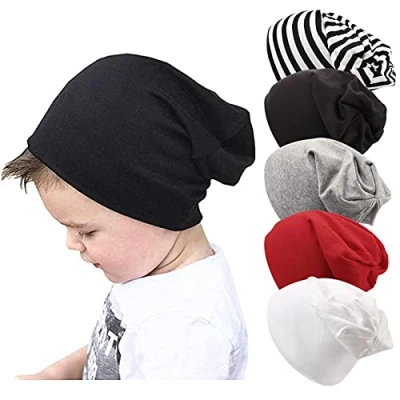 Afbeelding van DRESHOW 5 stuks uniseks kinderen Berretti Ragazzi Ragazze Morbido Carino Cappello Berretto muts baby meisjes zachte schattige pet 6 60 maanden, stuks: rood/zwart/strepen/lichtgrijs/wit maanden