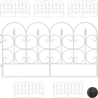Afbeelding van Relaxdays perkhekje kunststof borderrand sierhekje decoratief 30 cm hoog 4 meter wit