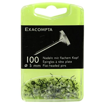 Afbeelding van Exacompta Ref. 14512E Doos met 100 effen platte kopsignaleringsspelden Tip hoogte 8 mm Diameter 5 Geschikt voor kaarten of Kristalkleur