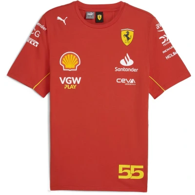 Afbeelding van Puma Scuderia Ferrari Sainz TEE Tshirt print, Heren, Maat: Medium, Burnt red