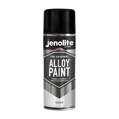 Afbeelding van JENOLITE Verf voor lichtmetalen velgen, zilver, renoveer en herstel van autolegeringen, corrosiebestendig steenslag, 400 ml