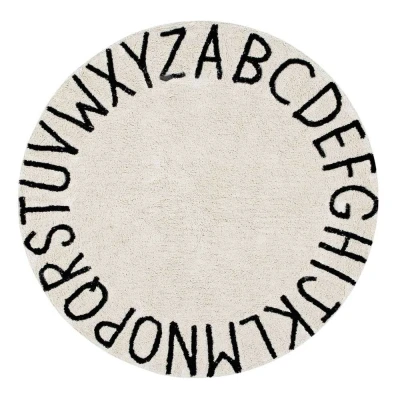 Afbeelding van Lorena Canals Wasbaar katoen vloerkleed ABC Natural Black D150cm