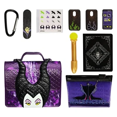 Afbeelding van Cefa Toys Real Littles Maleficent Mini verzameltas met 6 schrijfwaren, geschikt voor kinderen vanaf jaar, kleur: paars.