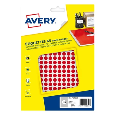 Image de Avery PET08R pastilles de marquage Ø 8 mm (2940 pièces) rouge