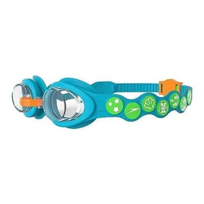 Image de Premium Beauty Speedo Sea Squad Lunettes de natation pour bébé Apprendre à nager, sangle réglable, Confortable, Bleu azur/Vert fluo/Orange fluo/Transparent, Taille unique