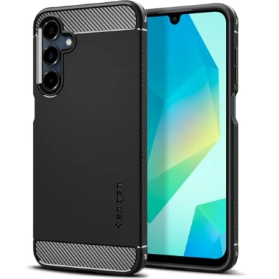 Image de Spigen Rugged Armor Coque de protection pour téléphone portable polyuréthanne thermoplastique (TPU) noir mat Samsung Galaxy A16, A16 5G