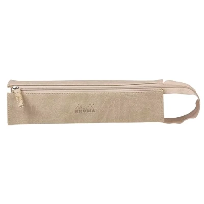 Afbeelding van RHODIA 319015C pennenetui Rhodiarama beige 23 x 5 cm platte opening voor gebruik als kunstleer opslag van pennen, potloden, viltstiften, kleine benodigdheden