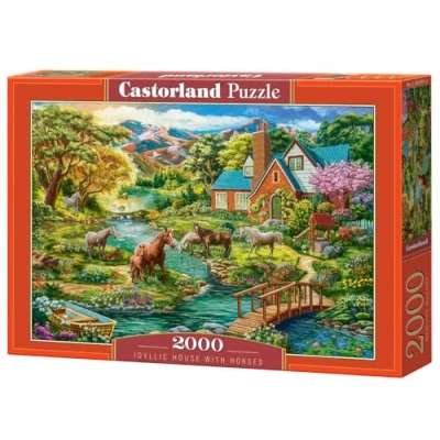 Afbeelding van Castorland Puzzel 2000 stukjes Idyllisch huis met paarden (2000 onderdelen)
