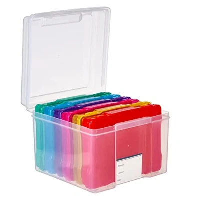 Afbeelding van MATANA 12,7x17,7cm Meerkleurige Foto Opbergdoos en Knutsel Organizer met 6 Compartimenten &amp; Labels