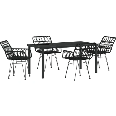 Afbeelding van vidaXL 5 delige tuin eetset Zwarte Poly Rattan