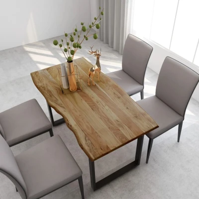 Afbeelding van Eettafel 140x70x76 cm massief acaciahout