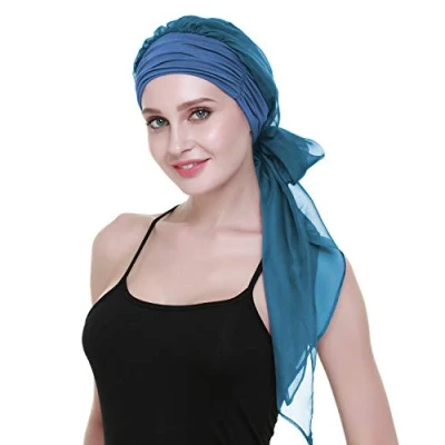 Image de FocusCare pour Les Patients atteints de Cancer féminin Chimio Chef conclut des Bandeaux Bandana,Bleu aigue marine,Taille unique
