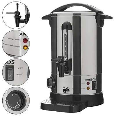 Afbeelding van AREBOS Elektrische Ketel voor Glühwein, Koffie en Thee Hot Water Dispenser Glühweinketel 6,8L 950W