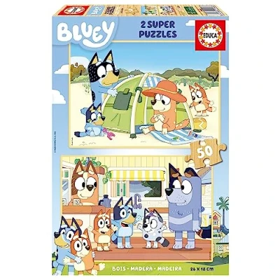 Image de Puzzles en bois pour enfant Bluey 2x 50 pièces
