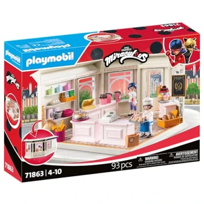Afbeelding van PLAYMOBIL Miraculous 71863 Franse bakkerij, speelgoed vanaf 4 jaar, cadeau voor kinderen, bevordert creativiteit en rollenspel, herhalingsbakkerij interactieve speelfuncties