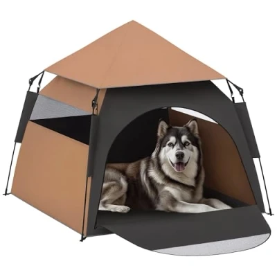 Afbeelding van PawHut Haustierzelt Polyester 120L x 120B 106H cm Braun