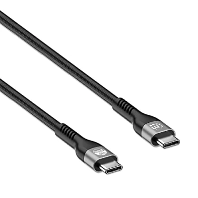 Afbeelding van Manhattan USB laadkabel C Stekker 2 m Zwart past op beide manieren, Afgeschermd (dubbel) 356367