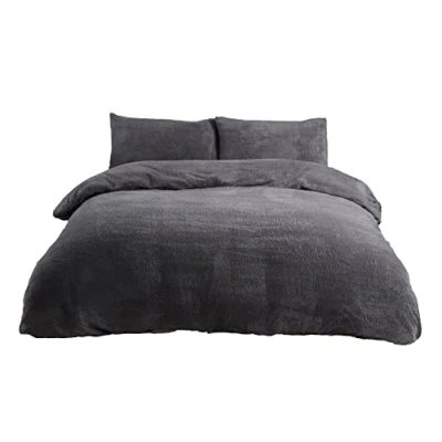 Afbeelding van Sleepdown Beddengoedset van Teddy fleece, houtskoolgrijs, polyester, Kingsize beddengoed