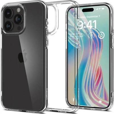 Afbeelding van Spigen Crystal Hybrid Hoesje Geschikt voor Apple iPhone 15 Pro Max Back Cover Militaire Standaard Air Cushion Transparant