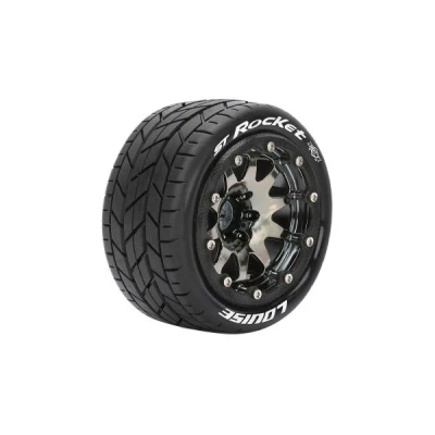 Afbeelding van Louise RC MFT ST ROCKET 1 10 Monster Truck Tire Set Mounted Black Chrome 2.8 Bead Lock Wheels 0 Offset Hex 12mm 2 pcs