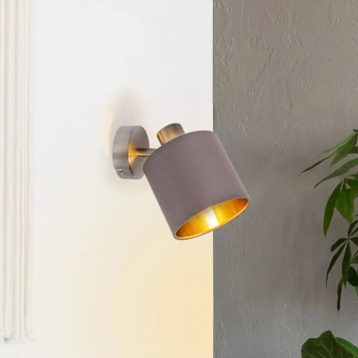 Afbeelding van Plafondlamp Maron 1 lamp textiel, bruin/goud