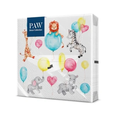 Afbeelding van PAW Papieren servetten, 3 laags (33 x 33 cm), 20 stuks, perfect voor feesten, verjaardagen, vieringen, ideale tafeldecoratie verjaardagsfeest kinderplezier